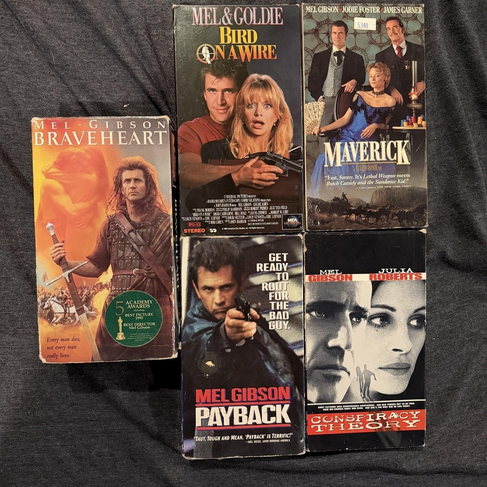 Vintage Mel Gibson VHS Lot Braveheart Bird On A Wire Maverick Payback Conspiracy